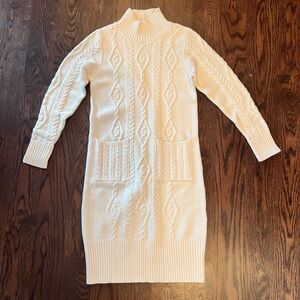 Cream Cable Knit Sweater Dress